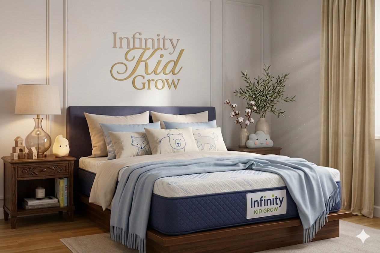 Infinity Kid Grow natural latex mattress for kids with breathable fabric and orthopedic spine support