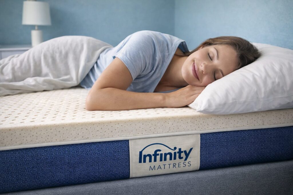 person sleeping comfortably on natural latex mattress for back pain relief in India