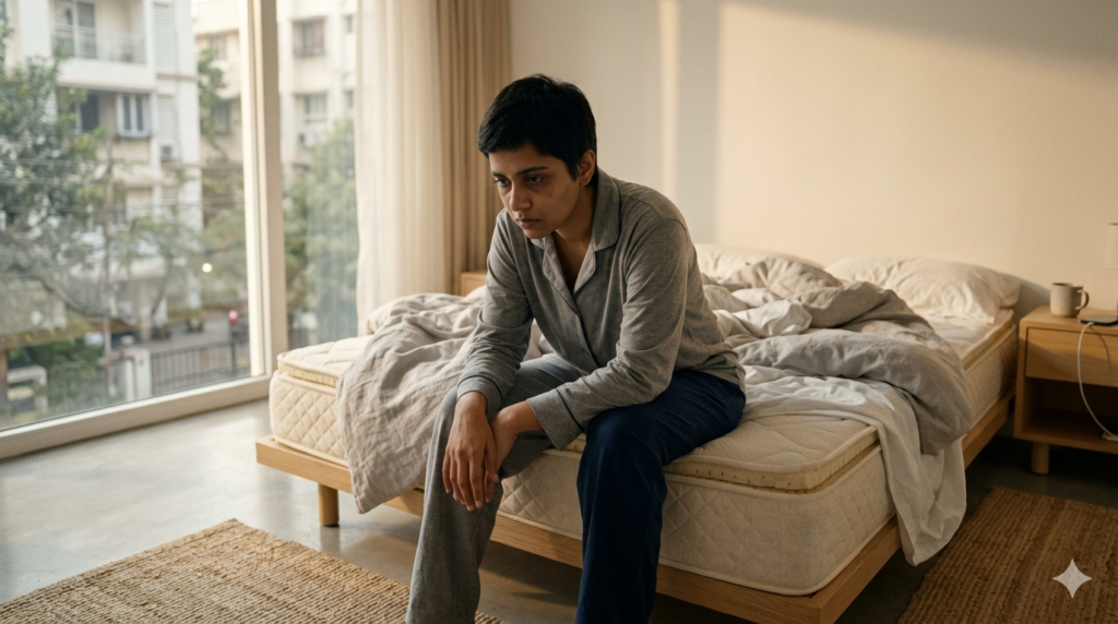 why do I wake up tired after 8 hours sleep morning fatigue bedroom